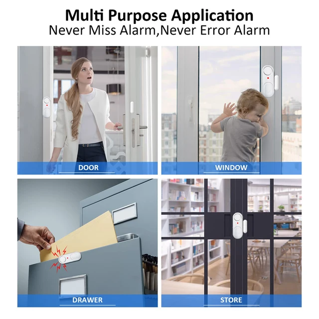 Door Window Sensor Independent Opening Magnetic Door Sensor 90db Wireless Security Alarm 2