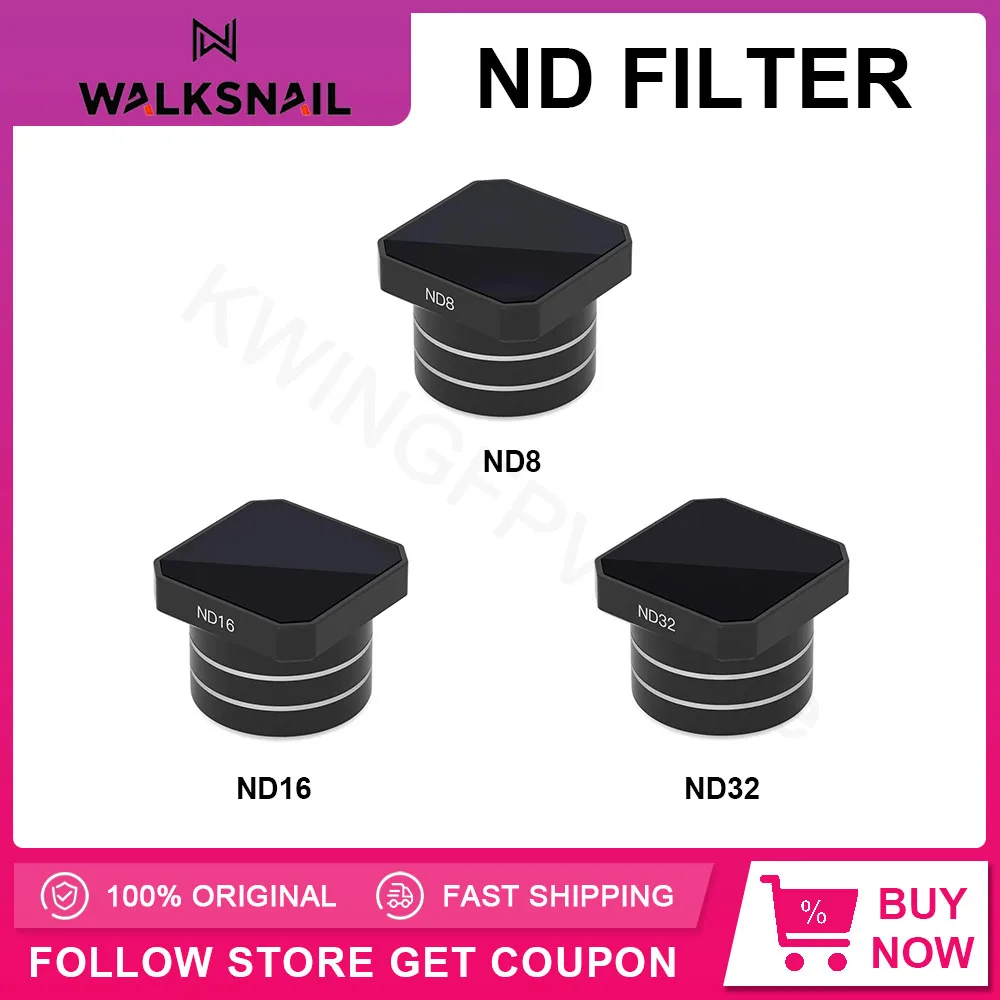 Vue rapprochée du filtre ND Walksnail pour Kit Moonlight avec ses crans de réglage ND8/ND16/ND32.