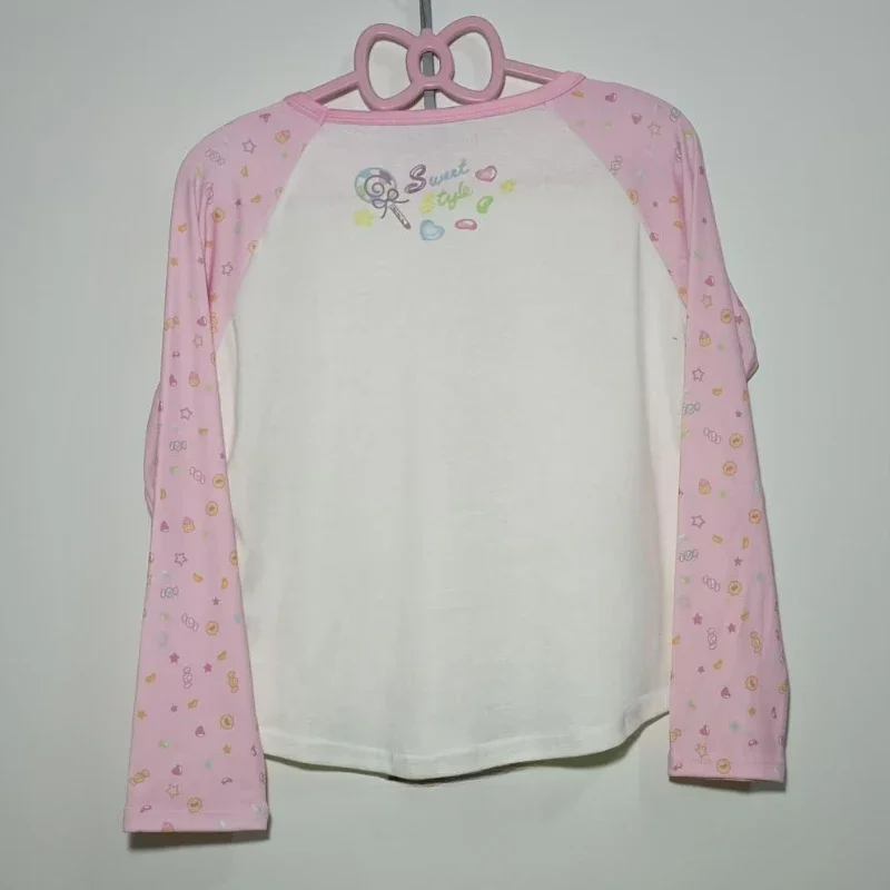 Pink Japanese Y2k Aesthetic Lolita T-shirts Women Clothing Sweet Cartoon Print O Collar Bow Tees Casual Kawaii Grunge Fairy Tops 6