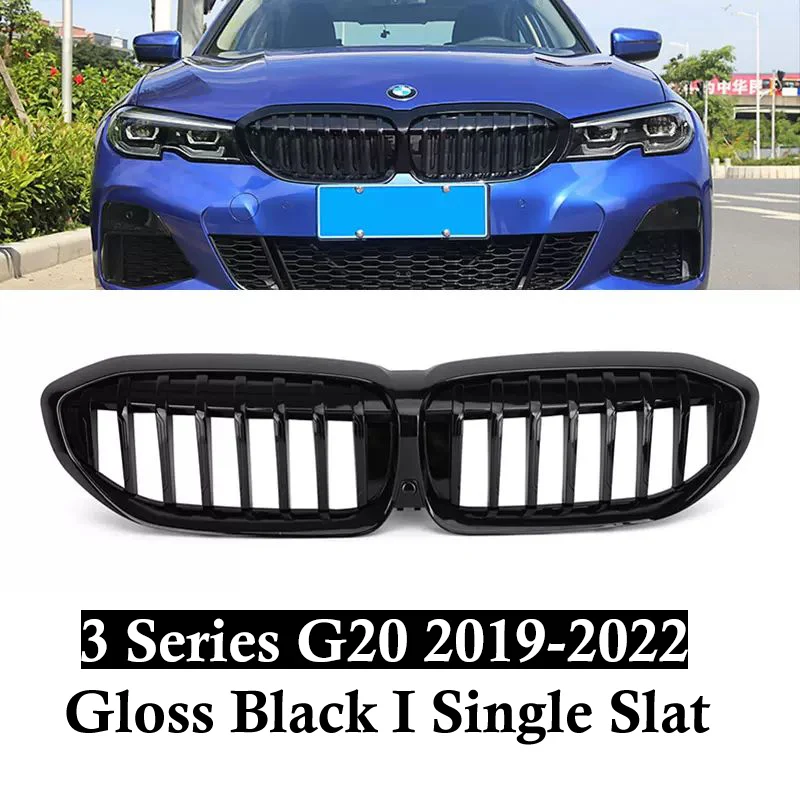 Paragon Gloss Black Kidney Grilles For BMW 3-Series G20 2019-2022