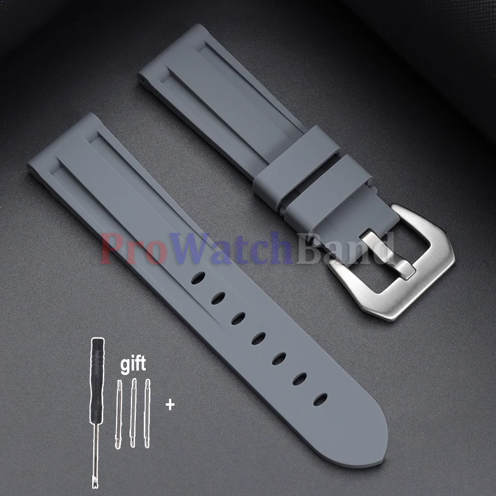 Stitched Sports Silicone Watch Band in Blue and Yellow - Soft Rubber Strap