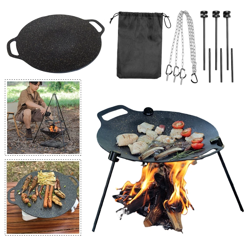 Naturehike Outdoor 5.3KG Large Baking Pan Camping Barbecue Picnic Cast Iron  Cookware Frying Baking Uniform Heating Barbecue Tool - AliExpress