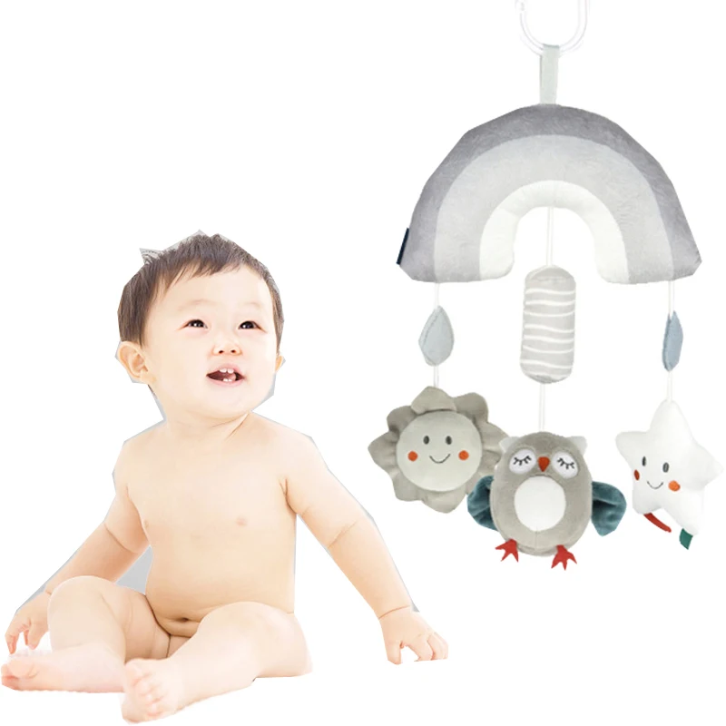 

Baby Bed Rattle Cartoon Plush Cloud Toys Newborn Crib Mobile Rattles Wool Balls Beads Bed Bell Rotating Wind Chime Nursery Decor