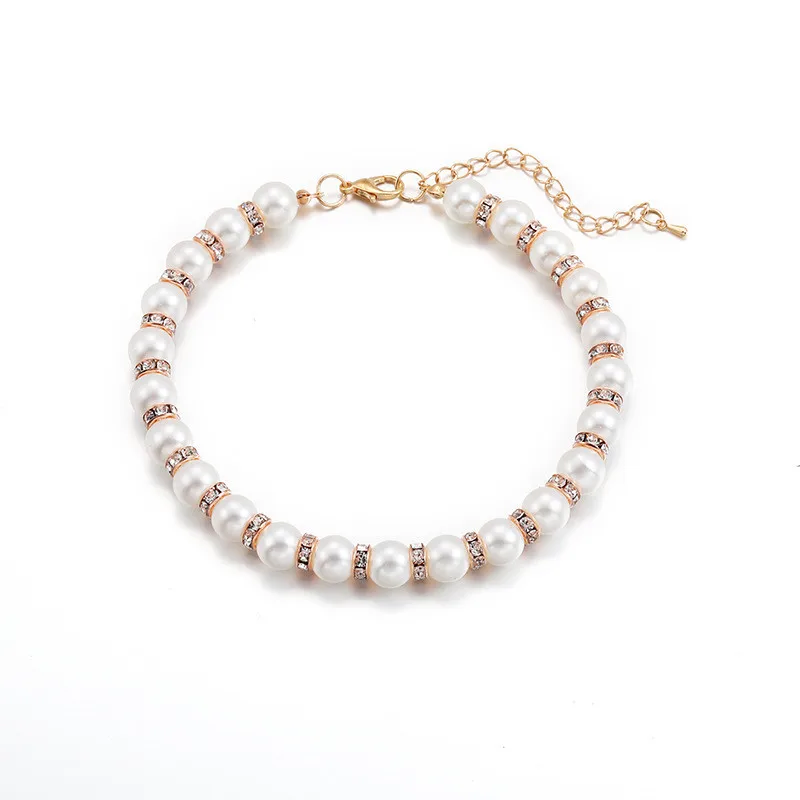 Rhinestone Pet Collar Puppy Dog Cat Imitation Pearl Necklace Adjustable Pet Accessories Lovely Fashion Pets Dogs Cats Collar