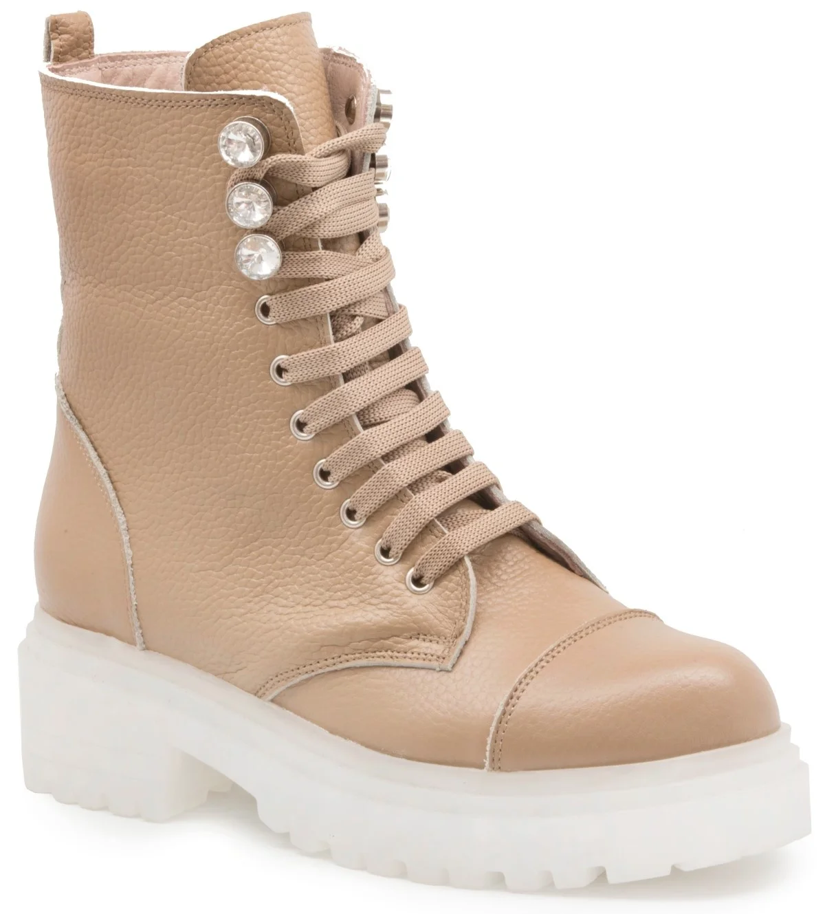 Gedikpasalı Rgn 88238 Beige 2022 Winter Women Boots Real Cow Leather Business Gemstone Postal Elevator Bound Rubber Outsole Daily Casual |