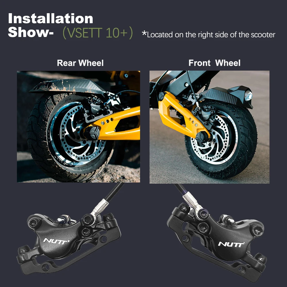NUTT A5-D 전기 스쿠터 브레이크 E 유압 오일 브레이크 패드, 디스크 로터 포함, Zero 10X KUGOO G1 VSETT 10 + 9 + 9, 140mm 160mm 180mm
