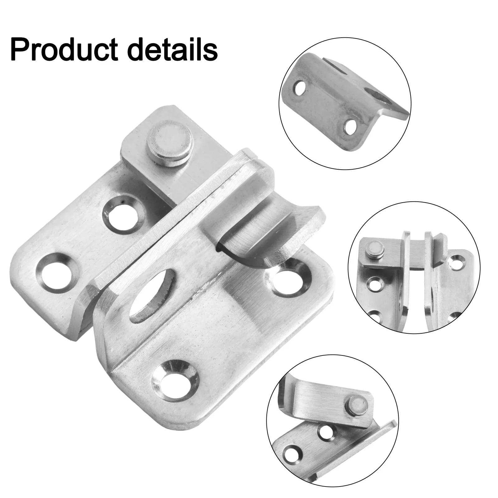 Home Safety Security Door Bolt Latch Lock Replacement Silver Stainless Steel Tool Wardrobe Buckle Bracket Hasp