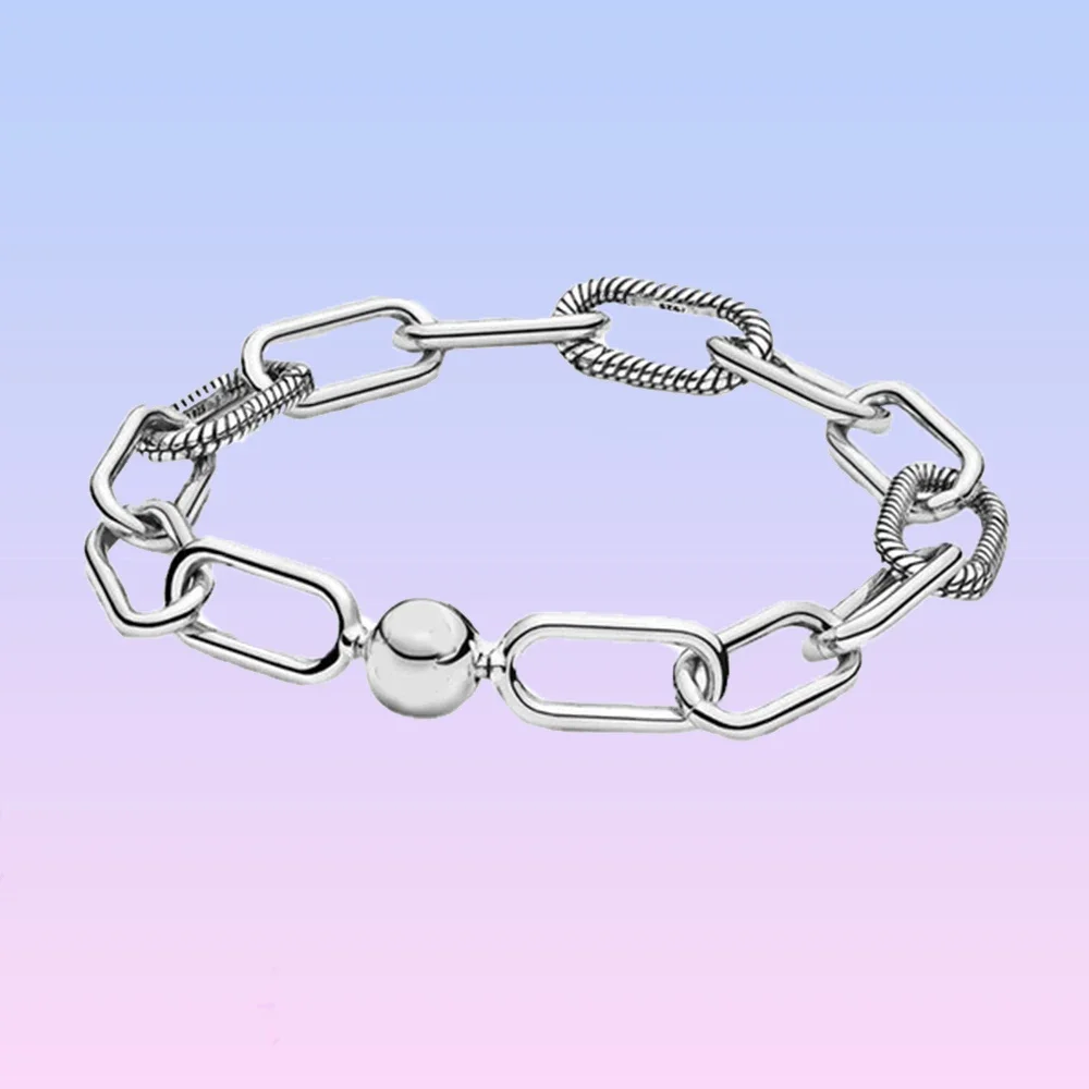 

925 Sterling Silver Pandora Link Chain Bracelet fit Original ME Charms Making Jewelry for Women Birthday Gifts