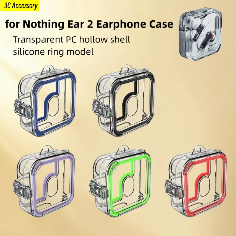 

for Nothing Ear 2 Earphone Protective Case Transparent Hollow Out Simple Fashion PC Cover Anti-scratch Shell for Nothing Ear 2