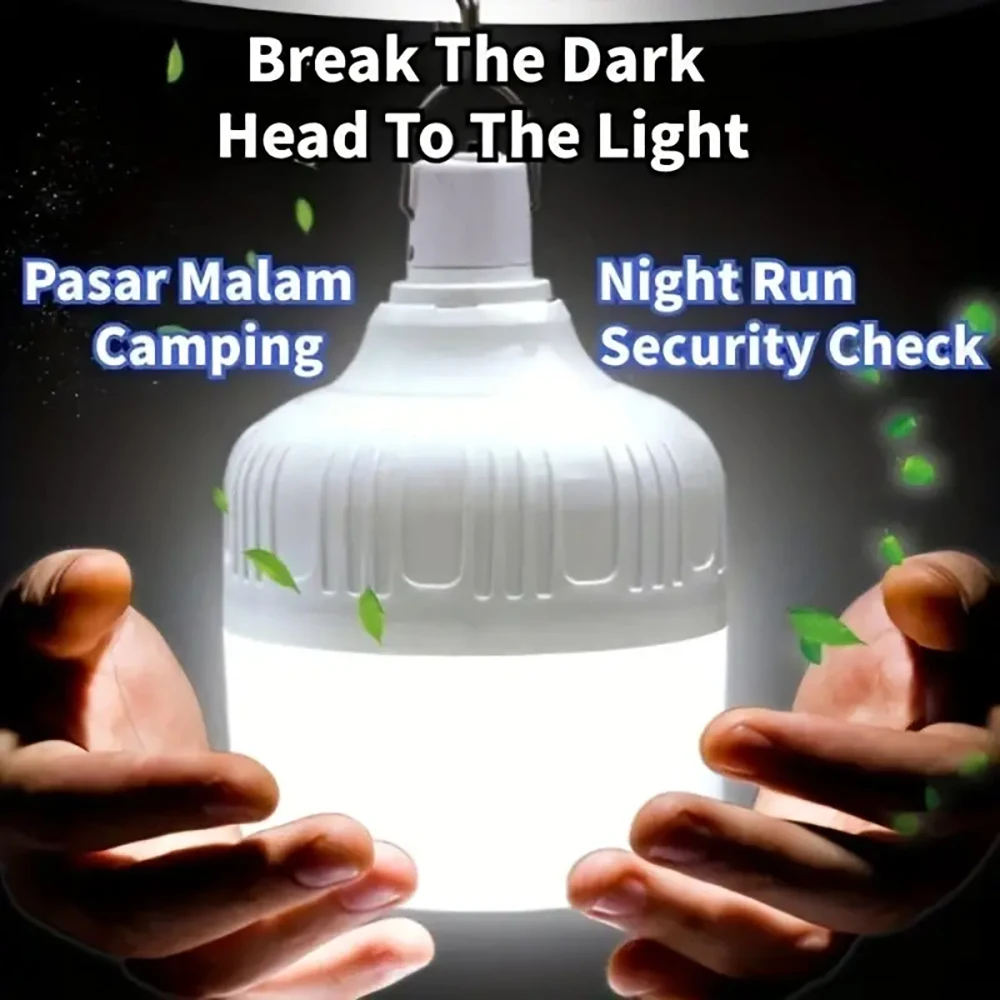 1PC Outdoor USB Rechargeable LED Lamp Bulbs 60W Emergency Light Hook Up Camping Fishing Portable Lantern Night Lights