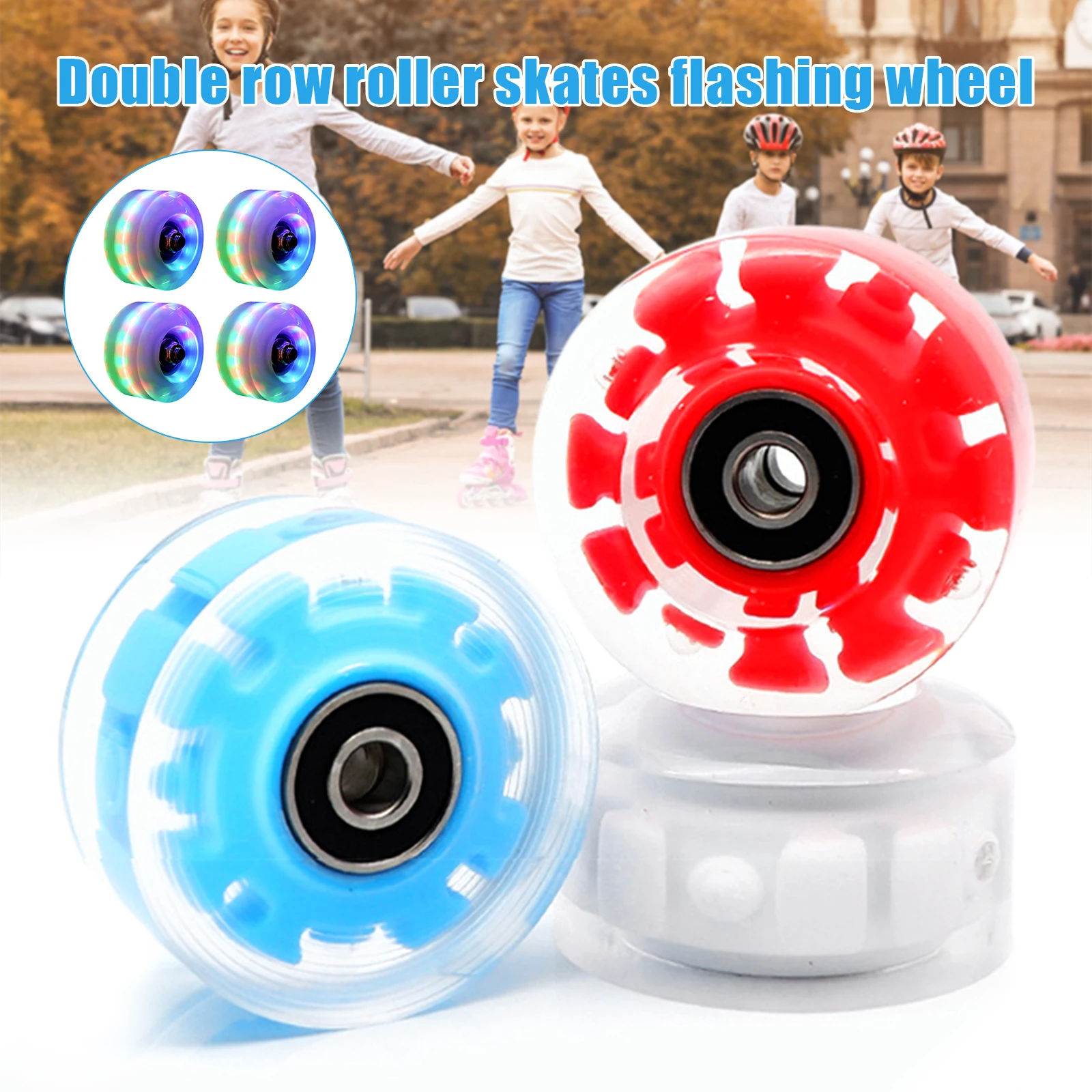 4pcs Luminous Roller Skate Wheels with Bearings for Double Row Skating and Skateboard roller skating wheels
