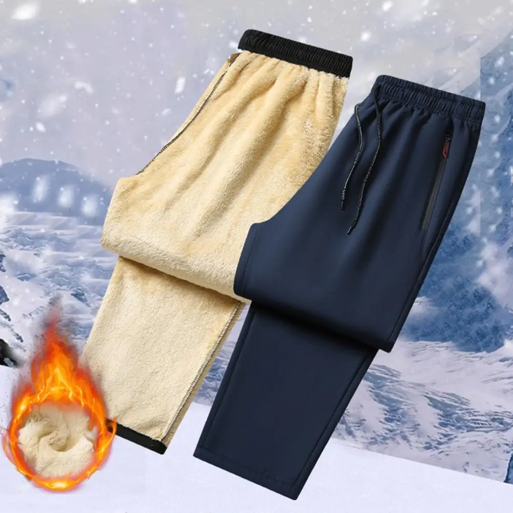 

Winter Lambswool Warm Casual Pants Men's Fitness Jogging Sweatpants Male Solid Drawstring Bottoms Fleece Straight Trousers M-5Xl