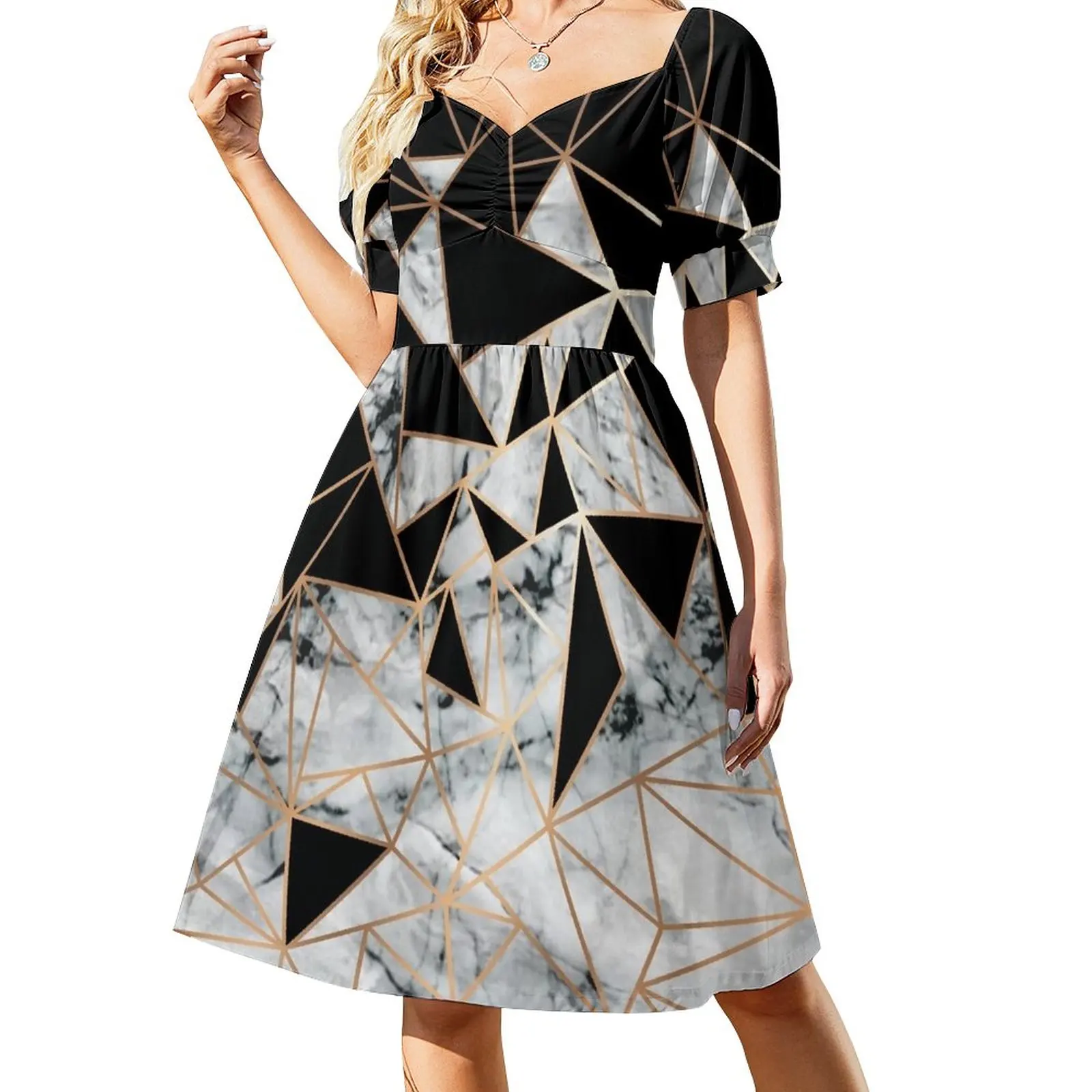 

Marble polygon pattern Sleeveless Dress elegant party dresses for women 2023 Prom gown