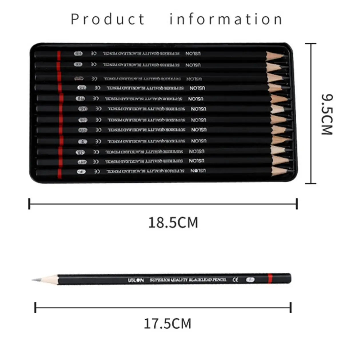[12Pcs/Pack] Wooden Lead Pencils Set for Sketch 2H-8B Metal Box Packed Professional Drawing Journal Writing Pencils Art Supplies