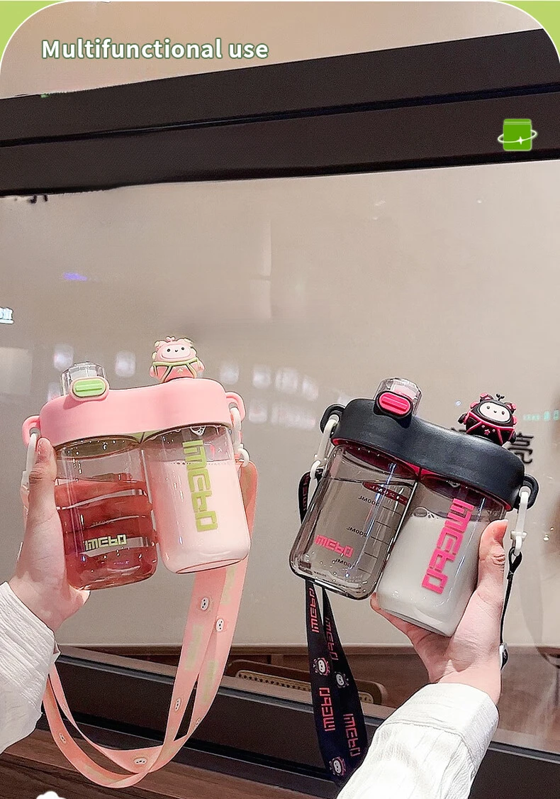 840Ml Plastic Cup For Kids Cute Cartoon Doll Sippy Cup