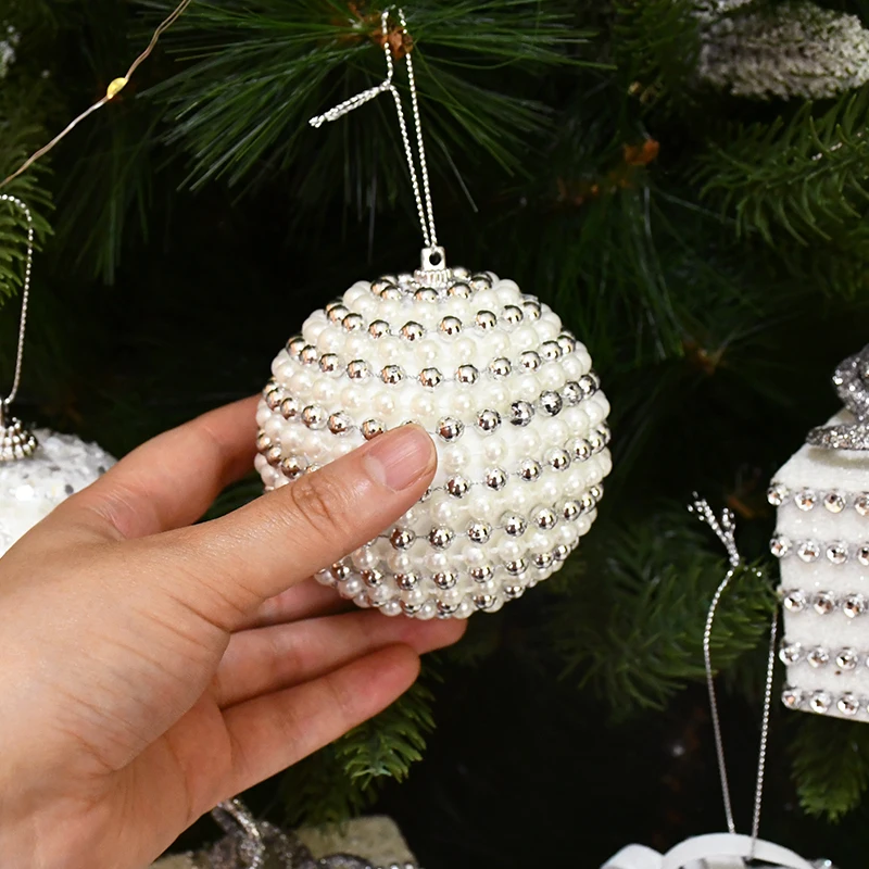 Big Christmas Balls Ornament White Foam Xmas Tree Hanging Pendant Gift 2025 New Year Home Party Decoration Navidad 2024 Supplies