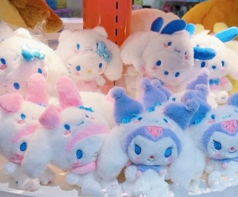Plush Keychain Key Chain Cartoon Sanrio Plush Toys Keychain Kawaii Ornaments Pink Cinnamoroll Kuromi My Melody Anime Peluche Diagonal Bag Keychains