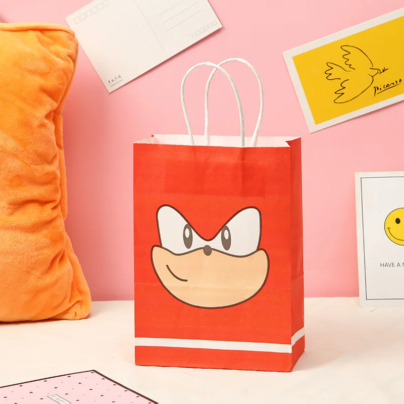 thumbnail image 1 of 5 piezas/set de figuras de Sonic Anime, bolsa de papel Kraft, bolso de mano para convertirlo en juguetes de caramelo, regalos, sorpresa, dibujos animados, suministros para fiestas de cumpleaños, decor, 1 of 4