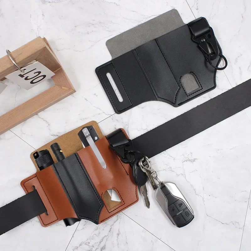 EDC 야외 가죽 도구 칼 칼집 주머니 Multitools 홀더 필수 주최자 벨트 파우치 포켓 사냥 전술 손전등