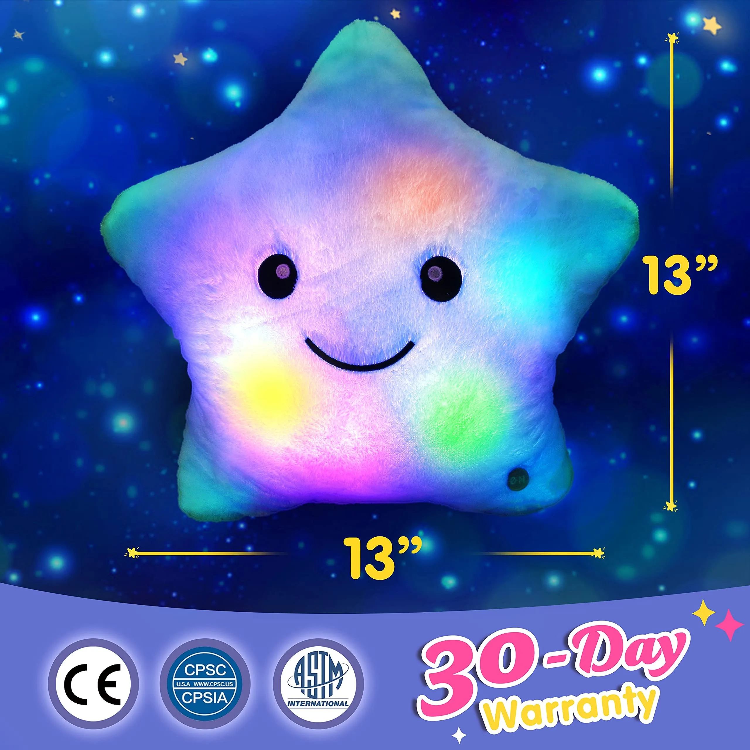 

23cm Glowing Star Doll LED Light Gift Plush Toys Super Soft Throw Pillows Birthday Gifts Kids Stuffed Toy for Girls Pillow