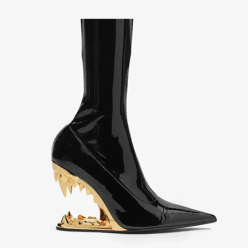 European and American Knee-length Thigh Women's Boots Fashion Pointed Side Zipper Teeth High Heels Show Patent Leather Boots women high heel boots