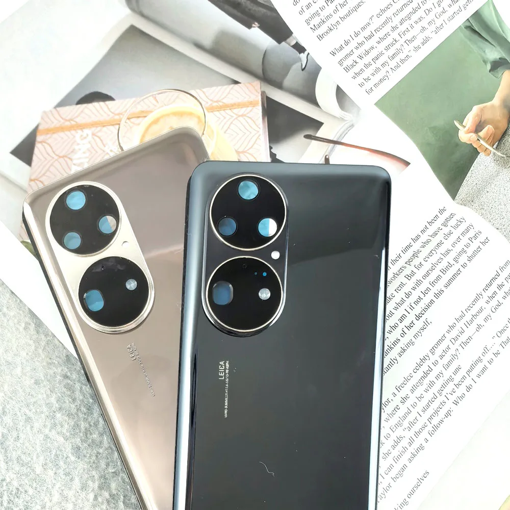 화웨이 P50 Pro/P50 ABR-AL00 5G 배터리 커버 후면 도어 하우징 패널 수리 부품 및 카메라 렌즈 프레임용 오리지널 백 글래스
