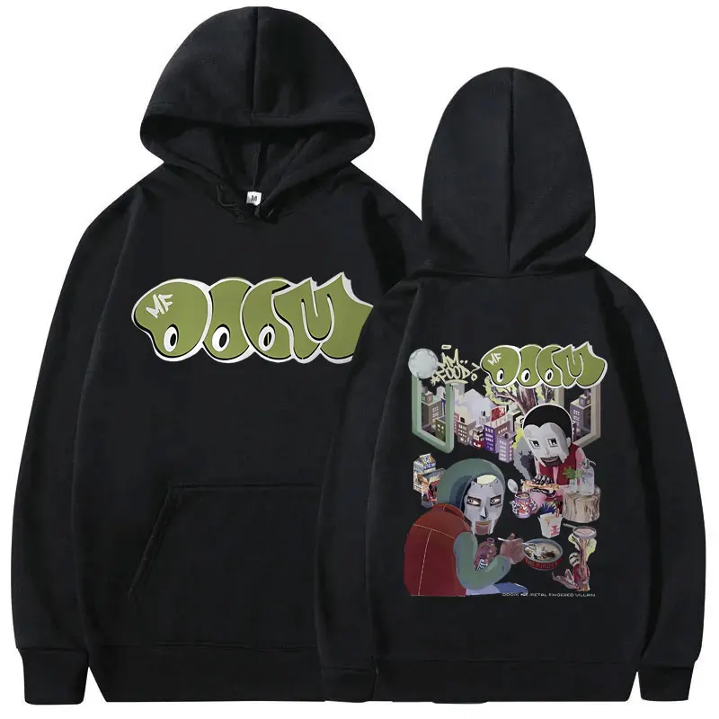 Sweat à Capuche MF DOOM - Taille M, Noir, Coton, Style Rappeur, Personnalisable
