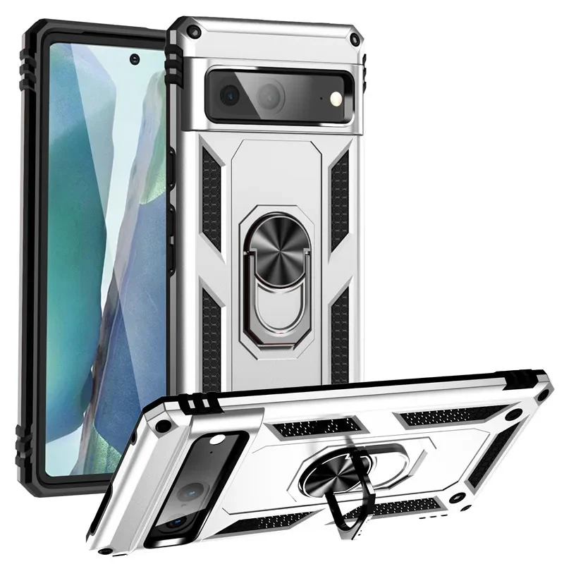Stylish Magnetic Ring Holder Shockproof Phone Case with Protective Armor Back Cover