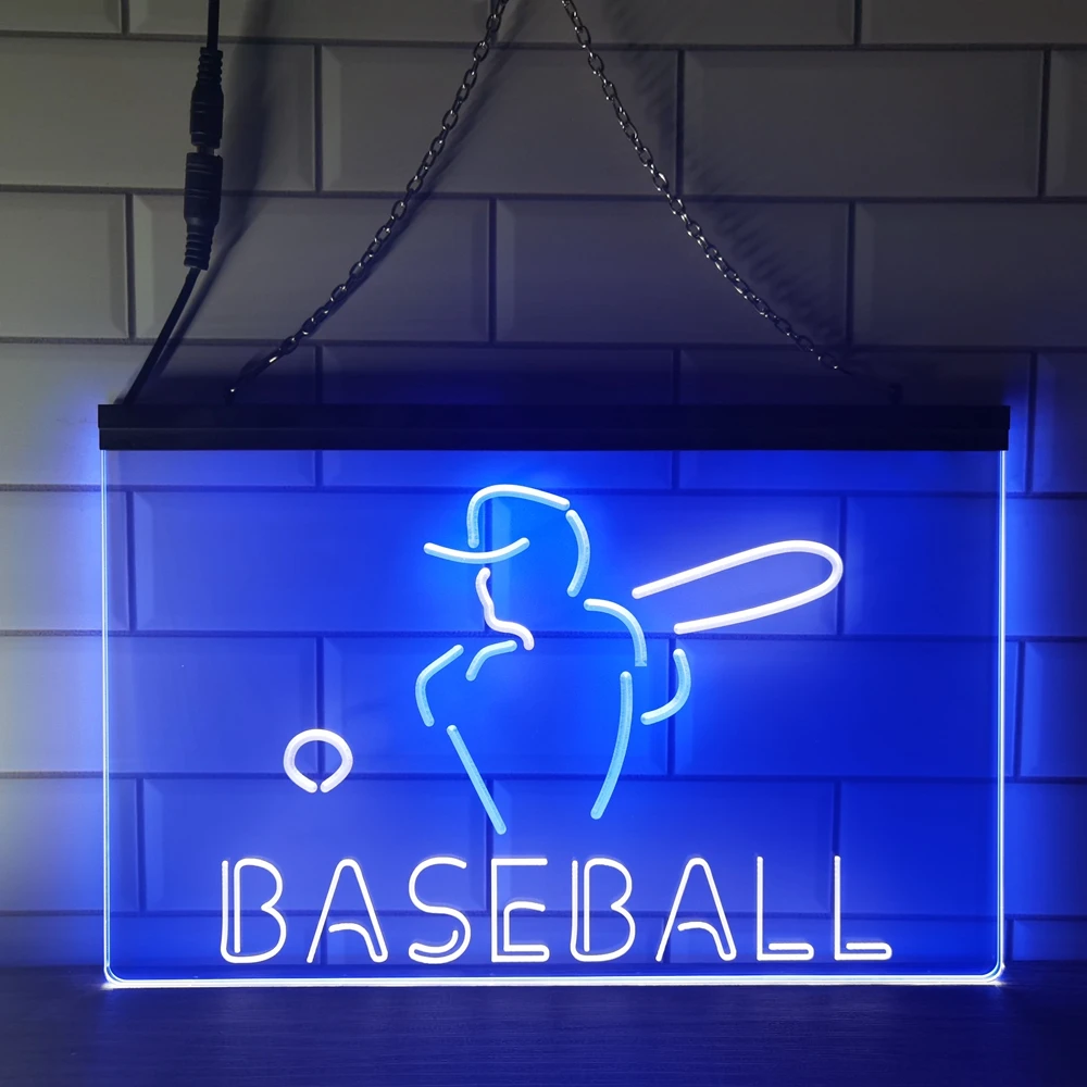 

Baseball Sport Man Cave Bar Home Decor New Year Wall Wedding 2 Color Display LED Neon Sign