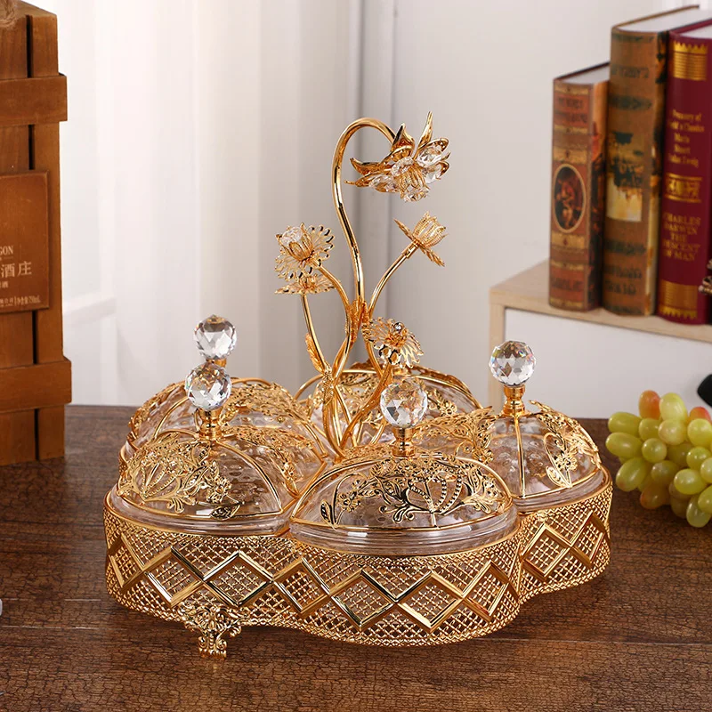 

Luxury Divided Fruit Serving Tray Organizer Decorative Candy Container Snacks Serving Bowl Elegant for Wedding Kitchen Counter