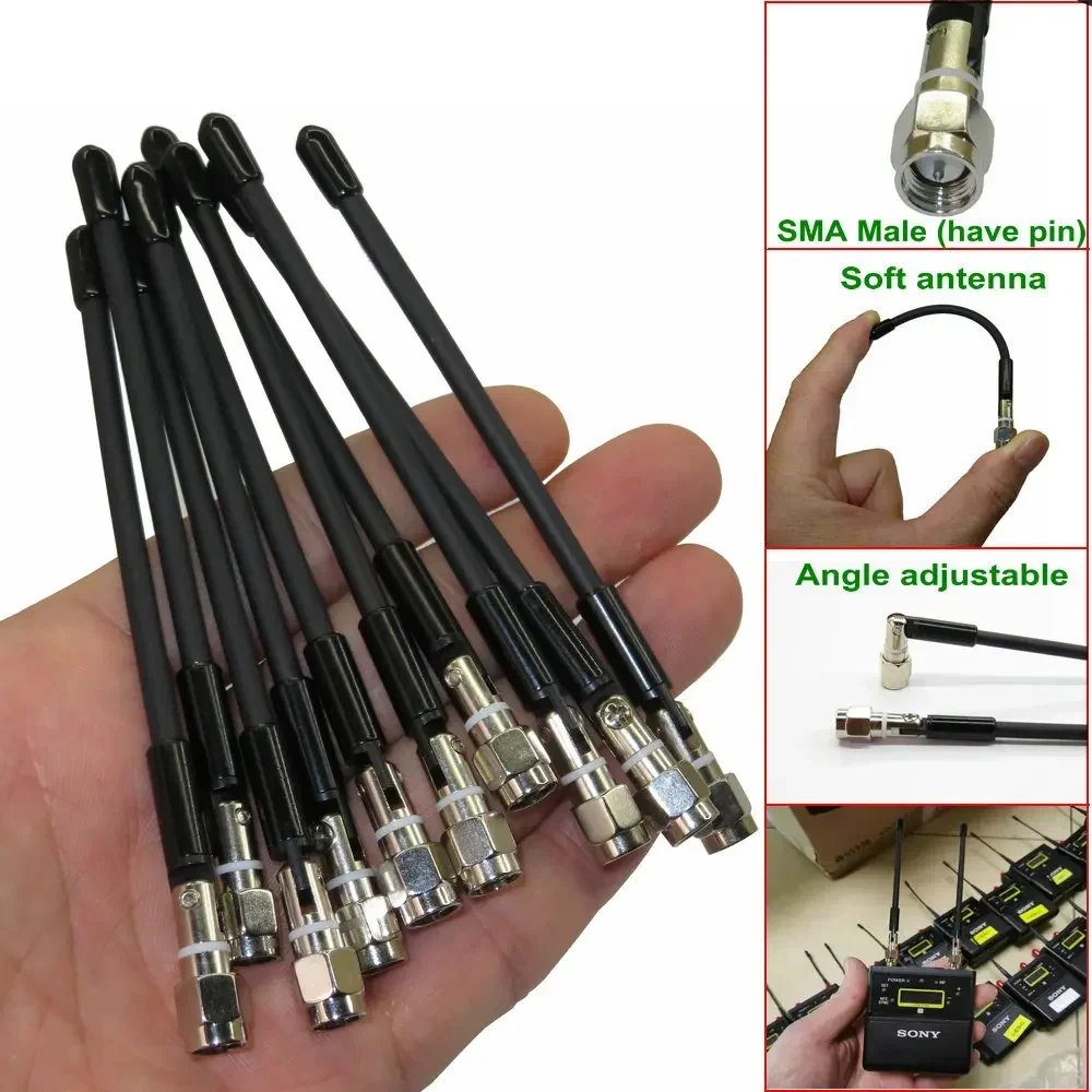 1/2/4/10Pcs Upgrade 650-700 MHz SMA Male Microphone Adjustable Angle Antenna for Sony D11 D16 URX-P03 Shure UA820 Ect