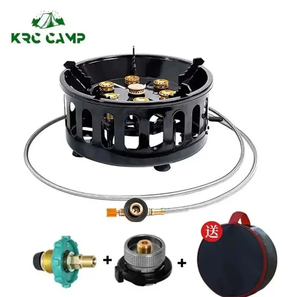 

19800 7-Core Camping Stove Strong Fire Power Gase Burner Windproof Stove Electronic ignition Outdoor Stoves Hiking with Bag