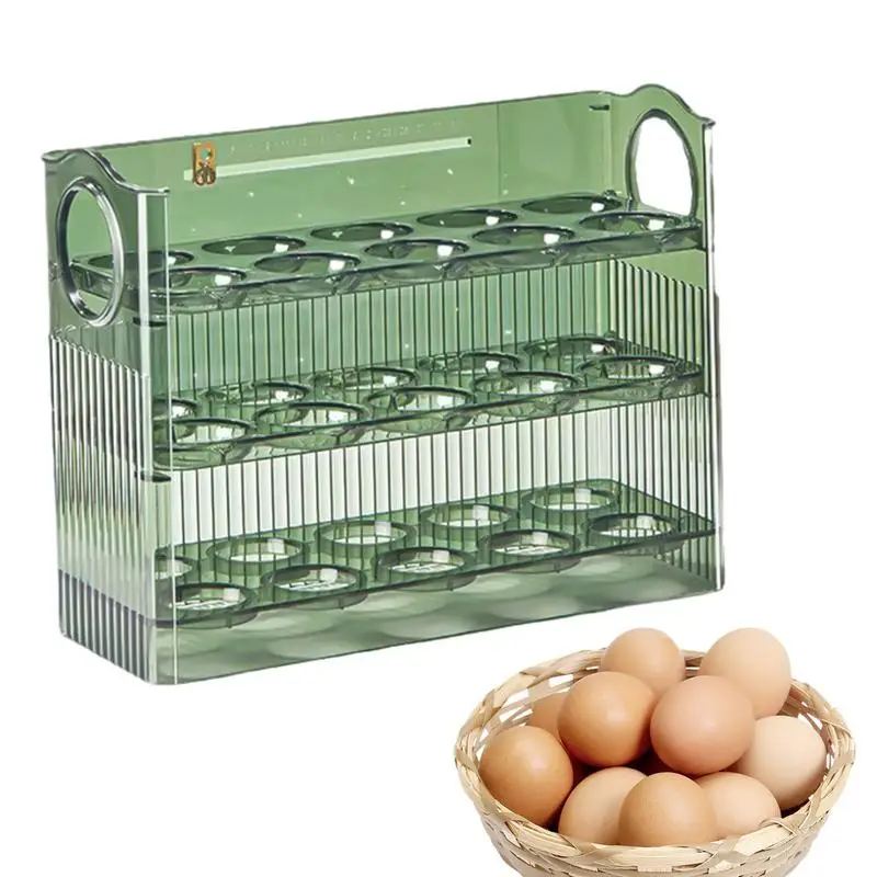 

Egg Storage Box Durable And Convenient 3 Layer Egg Holder for Refrigerator 3 Layer Flippable Fridge Egg Tray Kitchen Countertop