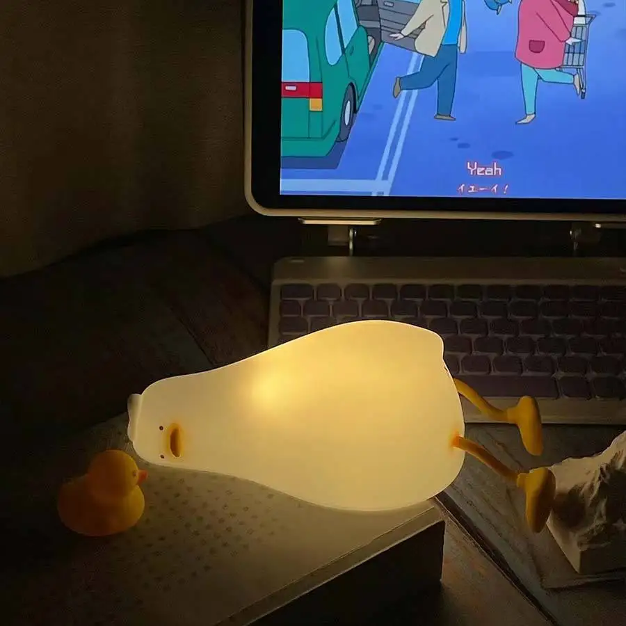 USB 충전식 오리 LED 야간 조명 팻 실리콘 램프, 타이밍 디밍, 침대 옆 홈 룸 장식, 어린이 야간 조명, 생일 선물