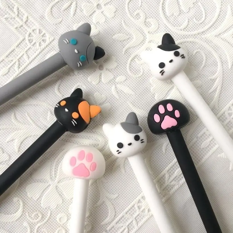 10 Pcs/batch Kawaii Cat Gel Signature Pen Cute Claw Stylos Black Ink For Hand Account Writing Stationery Office School Supplies