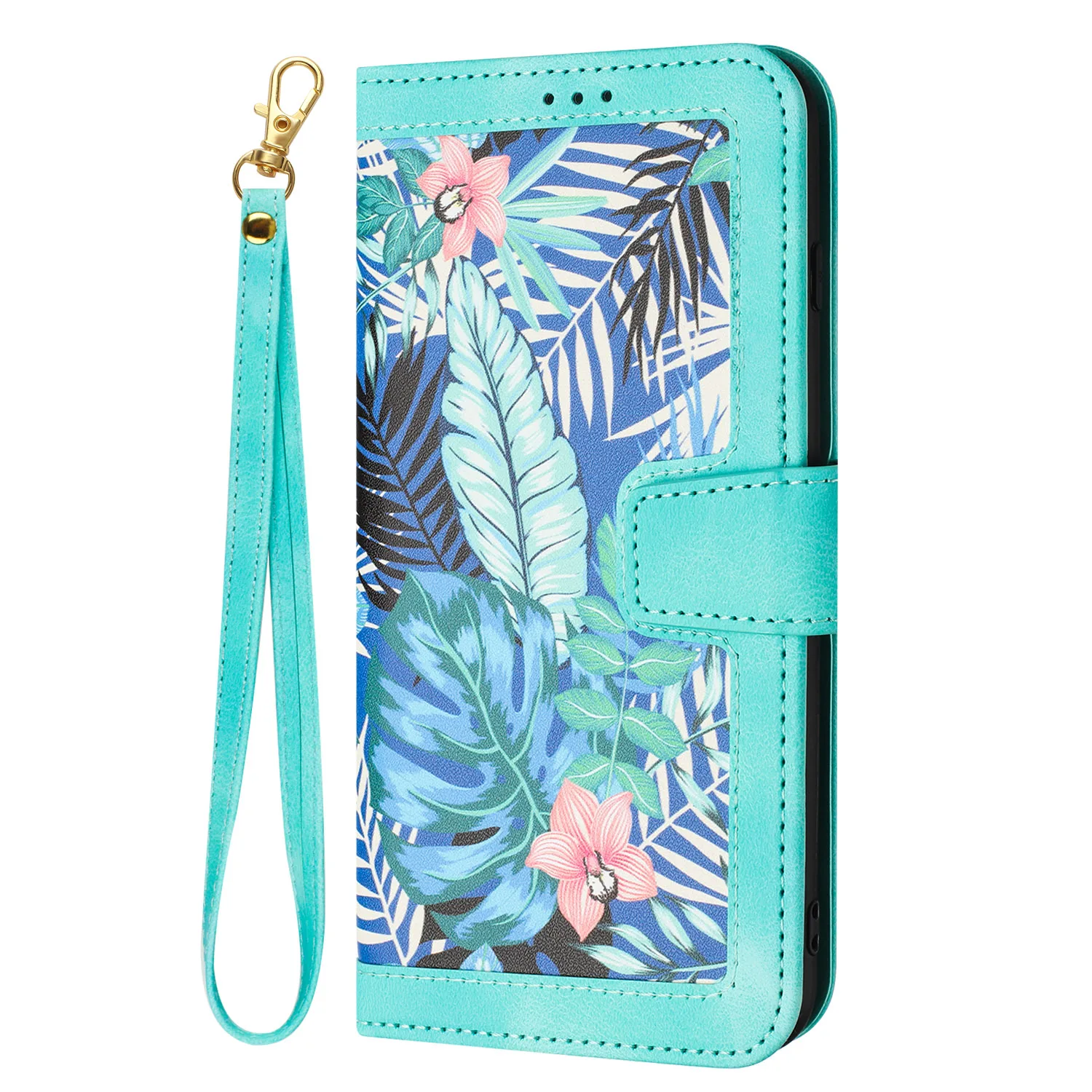Floral Flip Cover Phone Wallet Case - Elegant Book-Style Design