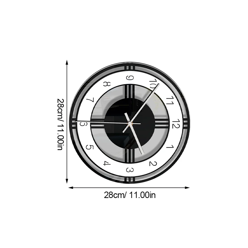 Black & White Round Wall Clock – Silent Acrylic Home & Office Decor 5