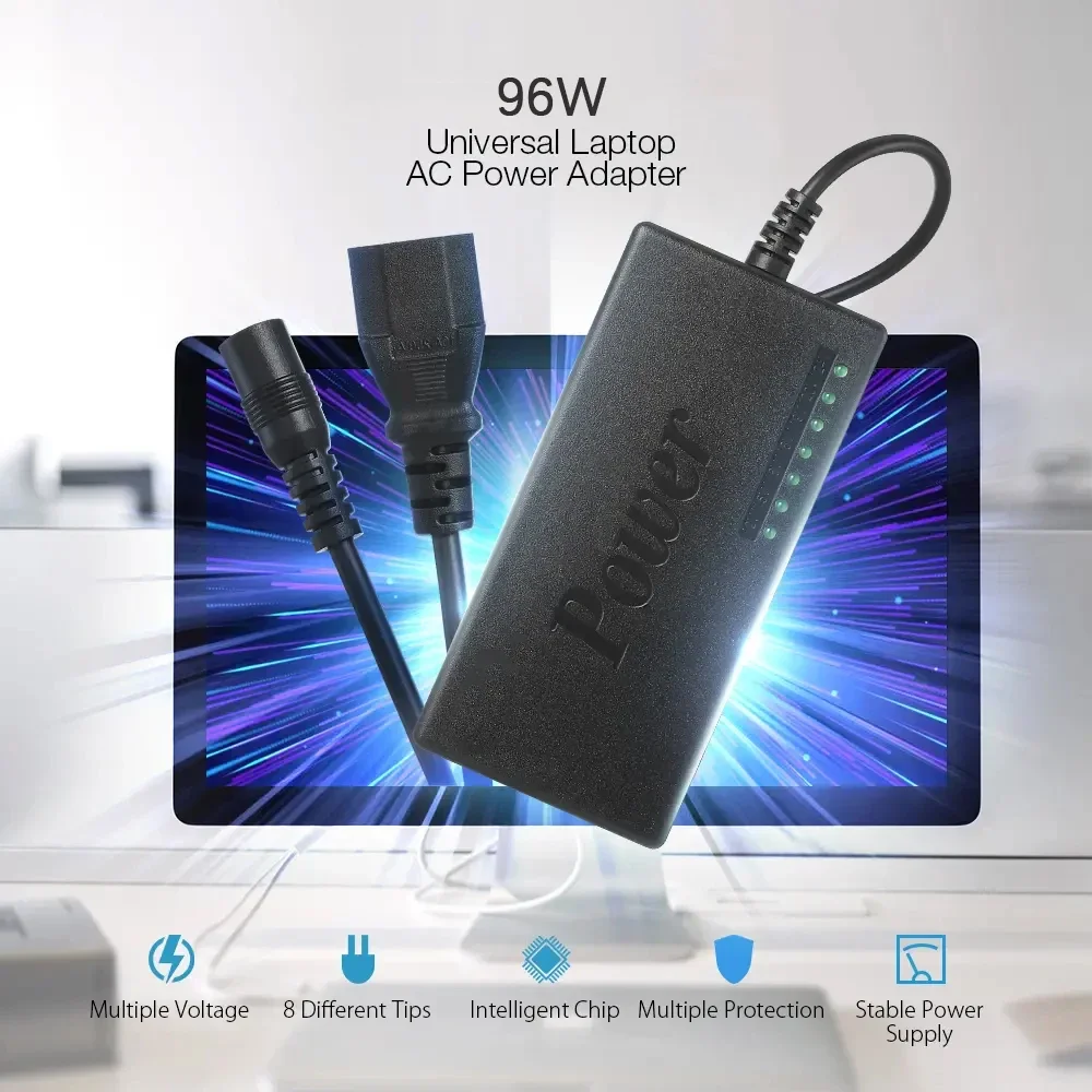 96W 노트북 범용 전원 공급 장치 충전기 어댑터 AC-DC 12V 15V 16V 18V 19V 24V EU US 전원 어댑터 컨버터 충전기
