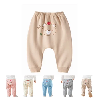 Pantaloni stampati per neonati Pantaloni in cotone per neonati 0-24 mesi Pantaloni caldi per bambine Colore solido morbido Autunno Inverno Bebes