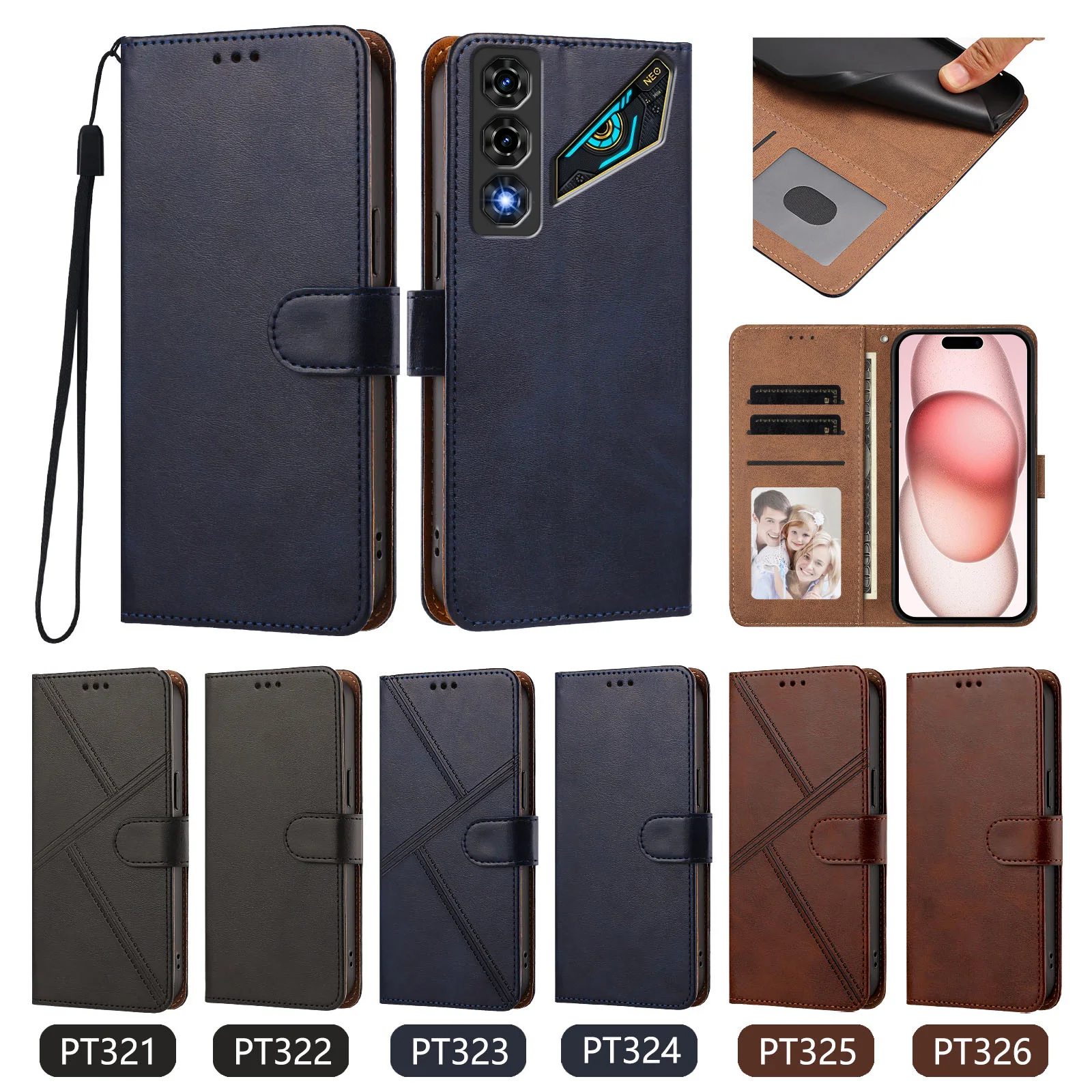 Luxury Leather Flip Wallet Phone Cover