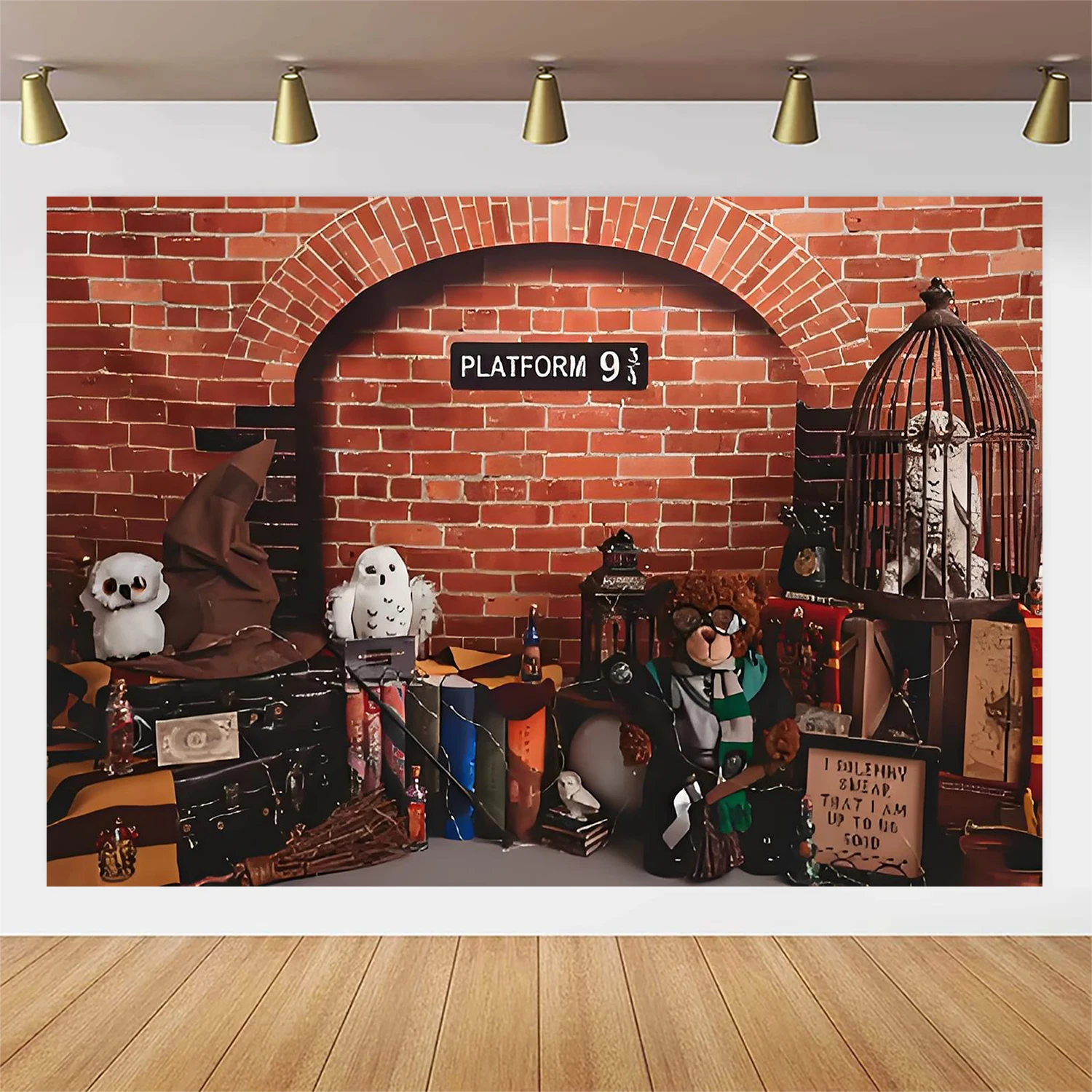 Rideau De Fond Décoratif Poudlard Voie 9 3/4 - Bannière Mur Brique Pour Fête Harry Potter, Halloween