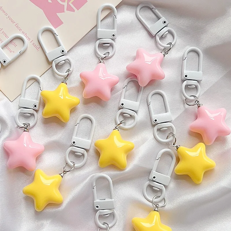 1 PCS Cute Stars Keychain Pendant Keyring for Girls Backpack Charm Headphone Case Accessorie Creative Gifts key rings key chains key chain accessories car pendant key chain