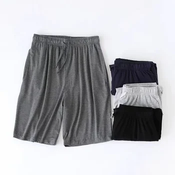 단색 모달 남성용 홈 바지, 얇은 루즈 모달 반바지, 통기성 부드럽고 편안한 홈 바지, 여름 잠옷