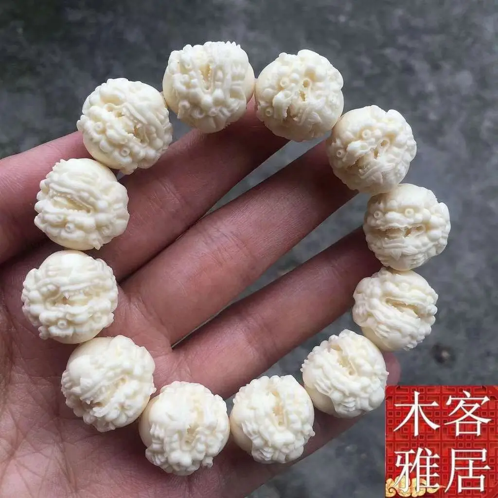 Frutta Avorio, Corda A Mano, Bracciale Con Perline Di Buddha, Frutta Avorio, Loto A Mano