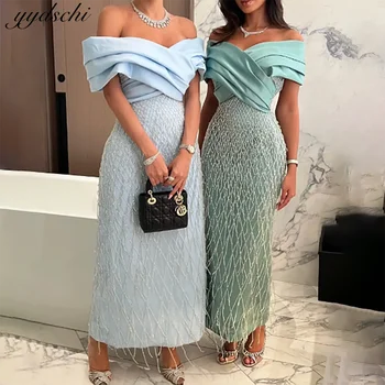 Abiti da Sposa Smeraldo Personalizzati con Perline Scintillanti e Spalle Scoperte, Stile Sirena, in Tulle, Abiti da Sposa Arabi di Dubai per Donna 2026