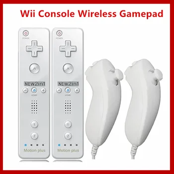 Wii 콘솔 게임패드용 Nunchuck 컨트롤러 포함 무선 리모컨, Wii 게임 컨트롤용 모션 플러스 포함, 1 쌍