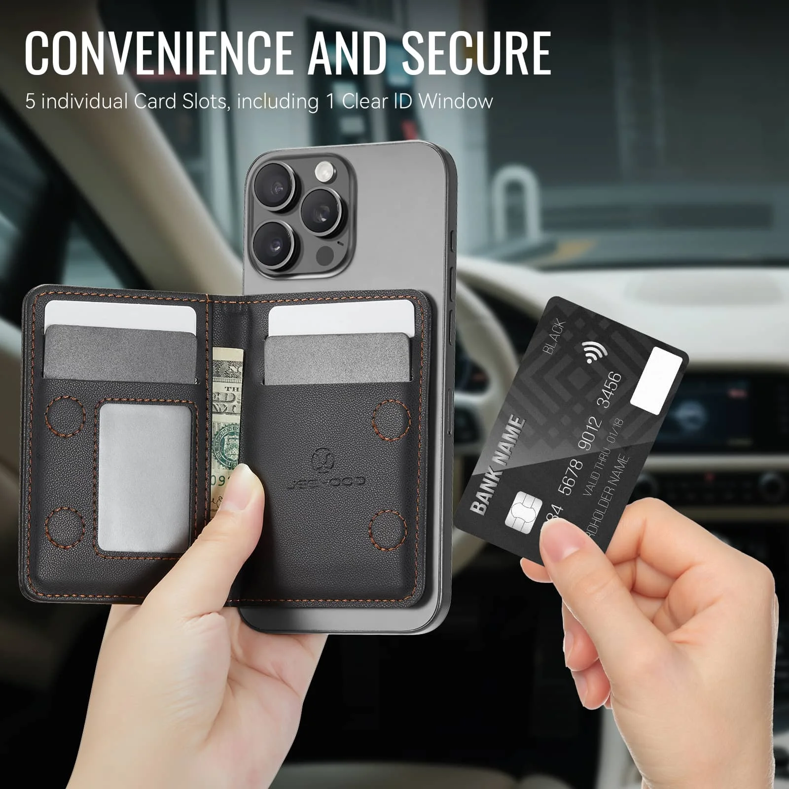 Magnetic Card Holder Wallet with RFID Blocking and Zipper Pocket (4 Slots)