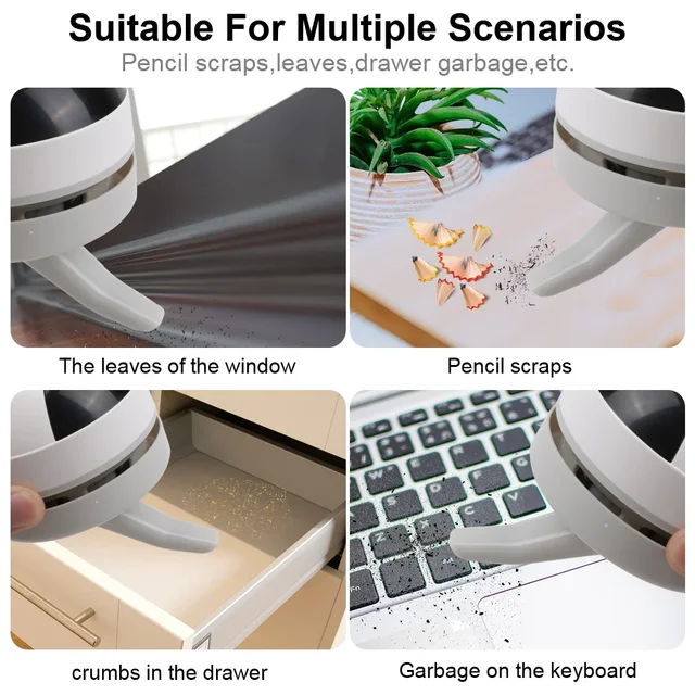Desk Dust Vacuum with Clean Brush USB Charging for Home Office Table Sweeper Desktop Cleaner Mini Vacuum Cleaner 2