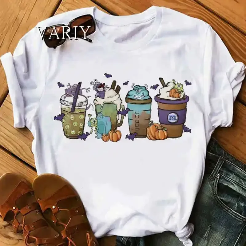 thumbnail image 1 of Camiseta de manga corta con estampado de Mickey Mouse para mujer, camisa de café para el Día de San Valentín, camiseta de Lilo Stitch para mujer, camiseta de Winnie The Pooh, 1 of 5