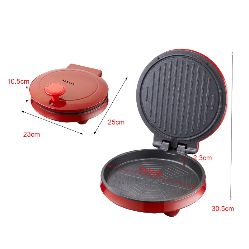 110V or 220V ELectric Pizza Maker, double-sided heating electric griddle, pancake maker,1000W